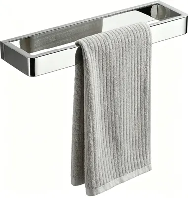 Produktbild von Gebürstetes Chrom Handtuchregal 40cm zur Wandmontage im Badezimmer