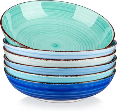 Produktbild von vancasso Bonita Suppenschalen Set, Steingut, 6er Mehrzweckschalen OZ Blau