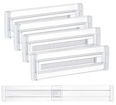 Zdjęcie produktu dla Organizer do szuflad - Regulowany 28-50 cm - Przezroczysty - 4 szt. - Do kuchni i łazienki