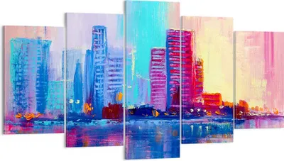 Produktbild von Bild auf Leinwand - Leinwandbild - Stadt Haus Straße - 160x85cm - Wand Bild - Wanddeko - Wandbilder - Leinwanddruck - Bilder - Kunstdruck - Wanddekoration - Leinwand bilder - Wandkunst - EA160x85-4023