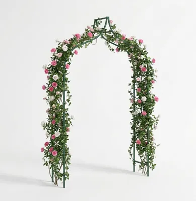 Produktbild von Metall Gartenbogen 240 x 150 cm Grün – Pulverbeschichteter Stahlbogen für Kletterpflanzen, stabile dekorative Pergola für Garten und Terrasse