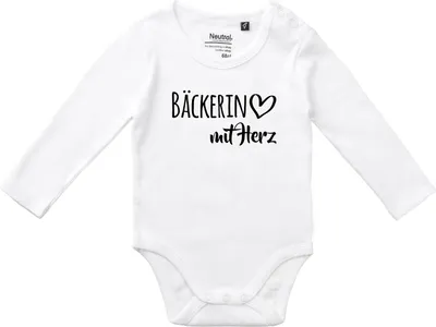 Produktbild von Huuraa Baby Body Bäckerin mit Herz 74 White  Baumwolle Fairtrade Langarmbody Geschenkidee