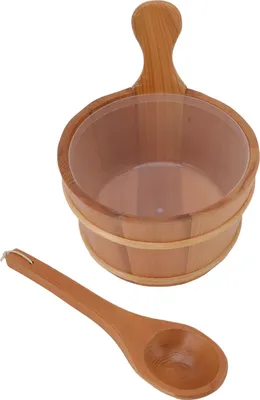 Image de Seau à vapeur en bois avec doublure en plastique pour SPA Piscine 4L
