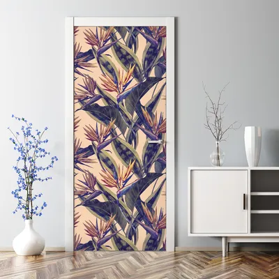 Produktbild von Dekorative Abnehmbarer Wandsticker Türtapete selbstklebend Klebefolie Palmblatt Grüne 70 x 200 cm