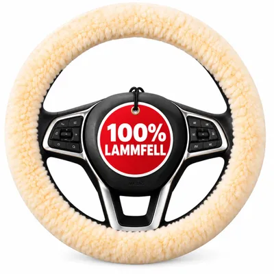 Produktbild von WALSER Lammfell Lenkradbezug Auto, 100% Lammfell Lenkradschutz Auto, Auto Lenkradbezug, Lenkradbezug Fell, Lenkrad Bezug, Auto Winter Zubehoer, Lenkradbezug Winter, Lenkrad Wärmer beige