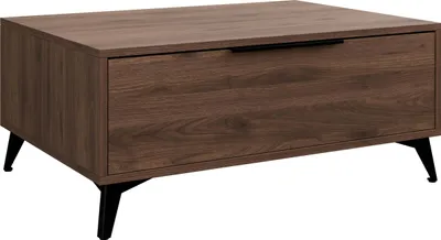 Produktbild von MIRJAN24 Couchtisch Xylix Bis 1SZ, Kaffeetisch mit Schublade, Griff und Füße aus Metall in der Farbe Gold (Farbe: Nuss Okapi)