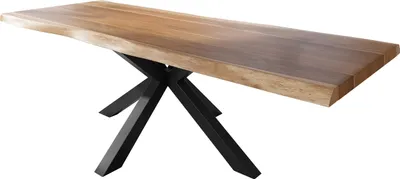 Produktbild von Esstisch Baumkante massiv Akazie natur 280 x 110 Spider-Gestell Metall schwarz TITAN