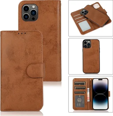 Produktbild von Mobigear Wallet iPhone 15 Pro Hülle Abnehmbare 2in1 Klapphülle Geldbörse - Braun