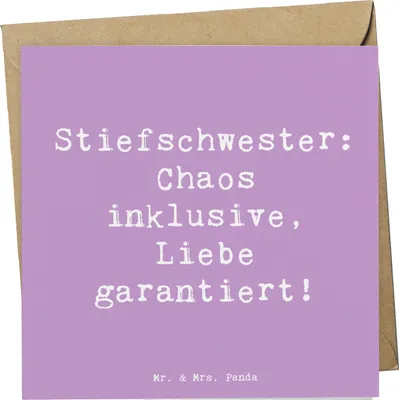 Produktbild von Mr. & Mrs. Panda Grußkarte Spruch Stiefschwester Liebe - Lavendeltraum - Geschenk, Dankeschön, Verbindung, Geschenke, Geburtstage, Geschwisterbeziehung, Familienleben