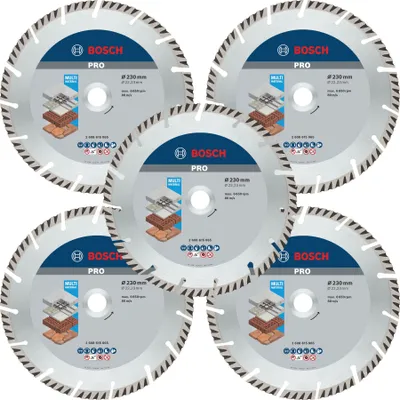 Zdjęcie produktu dla Diamentowa tarcza tnąca Bosch PRO Multi Material 230 x 22,23 mm 5 sztuk ( 5x 2608615065 )