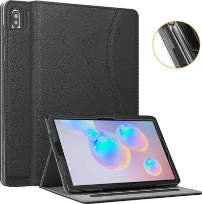 Produktbild von Fintie Hülle für Samsung Galaxy Tab S6 10.5 2019 (Kompatibel mit S Pen kabelloser Ladefunktion) - Multi-Winkel Betrachtung Schutzhülle mit Dokumentschlitze und Auto Schlaf/Wach Funktion, Schwarz