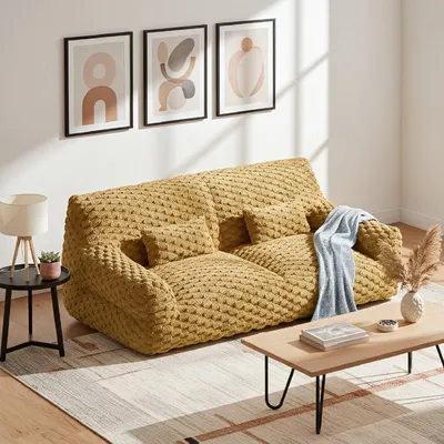 Produktbild von CHITA Sofa aus Fleece, platzsparend, Vakuum-Kompression, Couch 2-Sitzer inkl. 2 Kissen & 1 Decke, kein Aufbau erforderlich