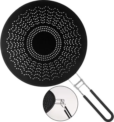 Image de Protection anti-éclaboussures résistante à la chaleur, 29,5 cm, noire, pour la cuisson et la friture