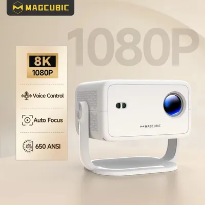 Produktbild von Magcubic L018 Beamer Native 1080P 650 ANSI, Android 14, WiFi 6, Autofokus und Auto-Trapezkorrektur, Weiß