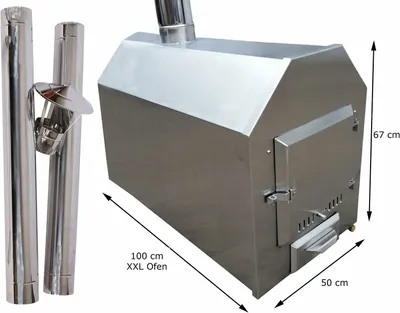Produktbild von Pool Heizung Ofen 56kw 100cm mit Holz Edelstahl V2A + Zubehör Schwimmbad HotTub Badezuber