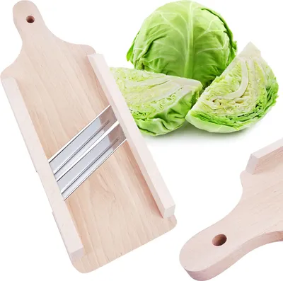 Produktbild von Hölzerne Shredder Cutter Kohlhobel Grater Slicer für Gemüse Obst 36cm 2-Messer