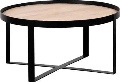 Produktbild von QUVIO Couchtisch Anna - Rund - -es Mangoholz - Schwarz - Natur