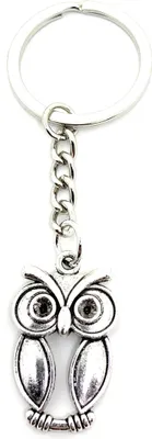 Produktbild von Onwomania Schlüsselanhänger Eule Vogel mit Glubschaugen Metall Anhänger Charm