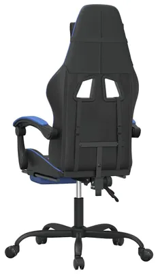Image de vidaXL Chaise de jeu avec repose-pieds Noir et bleu Similicuir