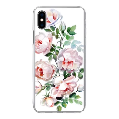 Produktbild von MuchoWow® Handyhülle Schutzhülle Hülle für iPhone Xs Aquarell - Rosen - Blumen Silikon Softcase Handy Hülle - Handytasche