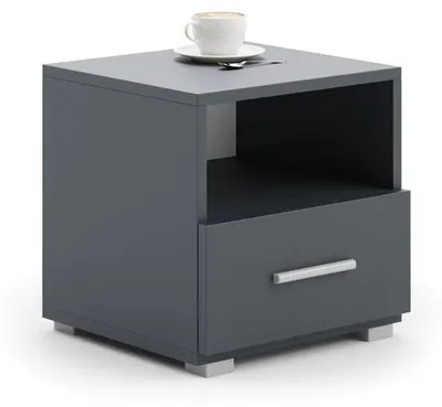 Produktbild von Modernes Nachttisch Emi in Grau mit Aluminiumgriff