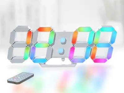 Produktbild von Digitale RGB Wanduhr 9,7 Zoll mit Fernbedienung
