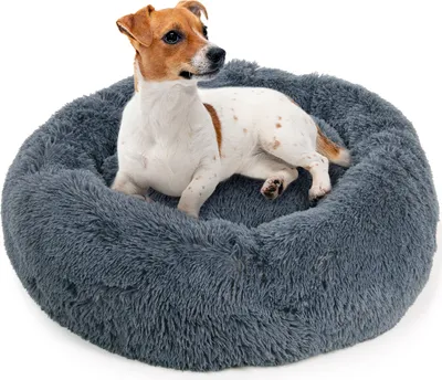 Produktbild von Hundebett Ceddie · flauschiges Hundekörbchen rund · dunkelgrau · ca. Ø 80 cm