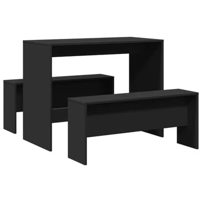 Immagine prodotto di vidaXL Set di tavolo e panche da pranzo a 3 pezzi in legno nero