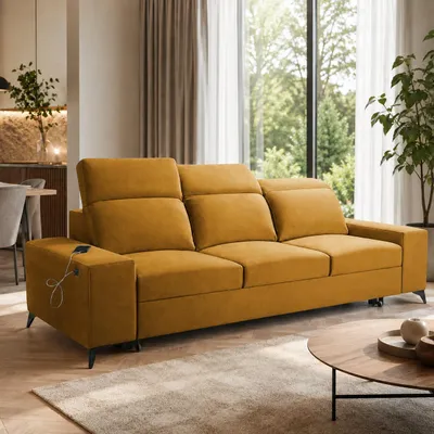 Produktbild von Schlafsofa Britta für das Wohnzimmer, Gästezimmer mit USB-Anschluss, KI-generiertes Bild