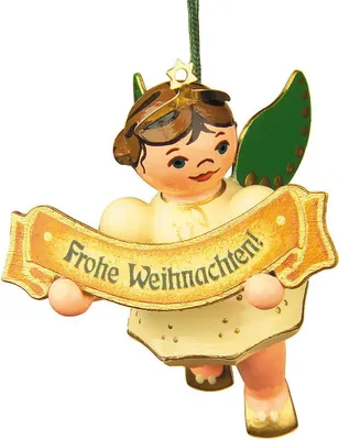 Produktbild von Hubrig Baumbehang Engel Frohe Weihnachten Holz ca. 6,0 cm mehrfarbig