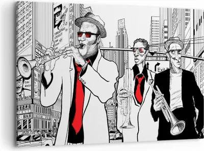Produktbild von Bild auf Leinwand - Leinwandbild - Jazz Musik Musiker - 120x80cm - Wand Bild - Wanddeko - Leinwanddruck - Bilder - Kunstdruck - Wanddekoration - Leinwand bilder - Wandkunst - AA120x80-3565