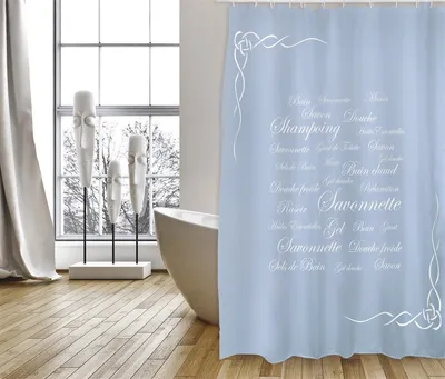 Obrázok produktu pre Kópia sprchového závesu Cotexsa by MSV Premium Anti-Mould Textile Shower Curtain - Antibakteriálny, umývateľný, 100% vodotesný, s 12 krúžkami na sprchový záves - Polyester, "Grasse" Blue 180x200cm - Vyrobené v Španielsku
