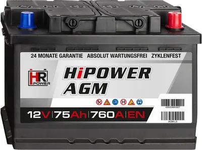 Produktbild von HR HiPower AGM Autobatterie 12V 75Ah