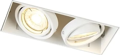 Produktbild von QAZQA - Modern Einbaustrahler weiß dreh- und kippbar, rahmenlos - Oneon 2 I Wohnzimmer I Schlafzimmer - Stahl Rechteckig - LED geeignet GU10
