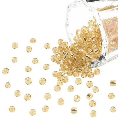 3000 Stück 3 mm goldene Saatglasperlen, rund, für Schmuck