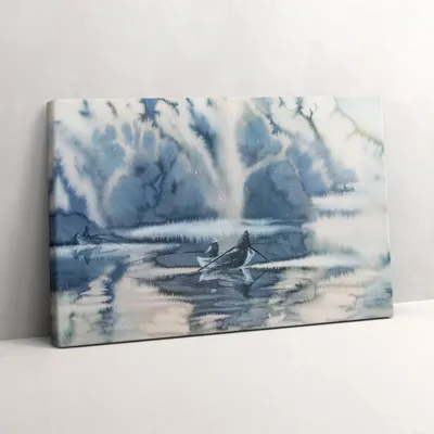 Produktbild von Fischer auf dem See – Leinwandbild Wandbild – 60x40 cm – Leinwandbilder – Wandbilder – Schlafzimmer – Flur