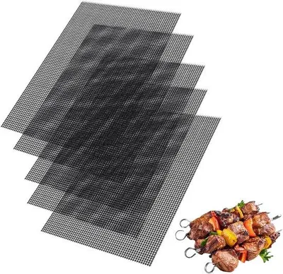 Produktbild von Famanu BBQ-Grillmatten-Set, antihaftbeschichtet, wiederverwendbar, 40 x 33 cm