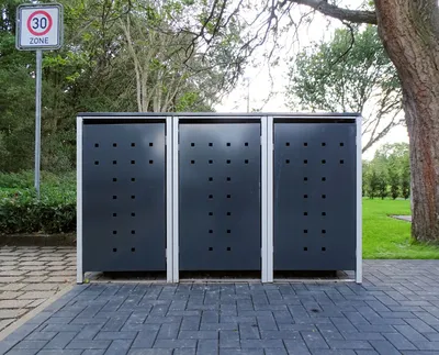 Produktbild von 3 Mülltonnenboxen Modell No.7 Anthrazitgrau für 240 Liter Mülltonnen