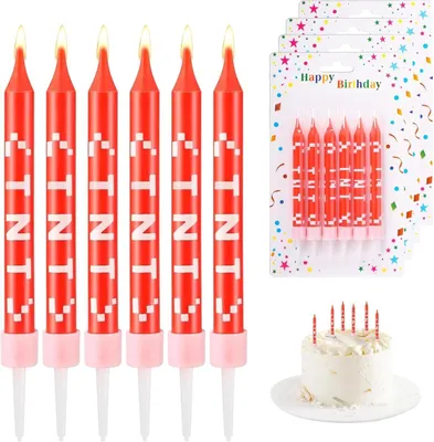 Image de 24 bougies d'anniversaire rouges et blanches pour gâteau