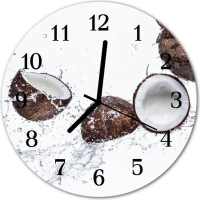 Produktbild von Glasuhr Wanduhr Küchenuhr Echt-Glas 30fi cm Kokosnüsse braun