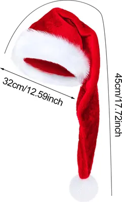 Produktbild von Weihnachtsmütze, lang, aus Samt, für den Winter, warmes Kostüm, Weihnachtsfeierzubehör für Cosplay-Partys, Bühnenauftritt