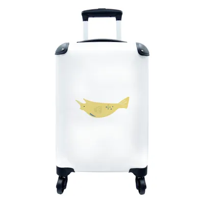 Produktbild von MuchoWow® Koffer Handgepäck Trolley Rollkoffer Kleine Reisekoffer mit 4 Rollen - Pastell - Fisch - Gelb - Cabin Size < 55x40x23 cm & 55x40x20 cm - Fotokoffer - Kabinenkoffer - Boardgepäck - Reise-Box - Reisekoffer - Reisegepäck - Koffer mit Bild - Trolley für Kinder