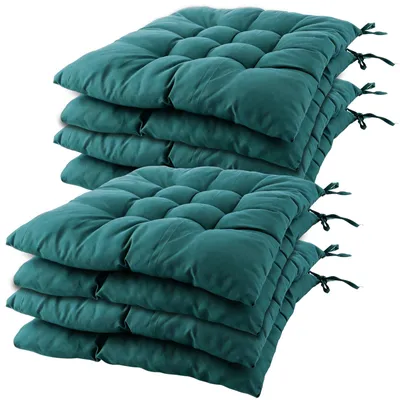 Sitzkissen 8er-Set 40x40x3 cm mit Befestigungsbändern, petrol