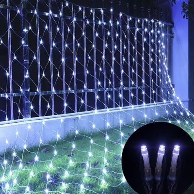 Produktbild von 6X4M 880LED Lichtervorhang Lichterkette 8 Lichtmodi Weihnachtslicht Party Garten Lichternetz, Kaltweiß