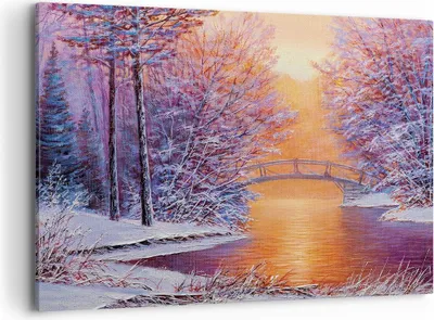 Produktbild von Bild auf Leinwand - Leinwandbild - Einteilig - Brücke Schnee Wald - 120x80cm - Wand Bild - Wanddeko - Wandbilder - Leinwanddruck - Bilder - Wanddekoration - Leinwand bilder - Wandbild - AA120x80-4545