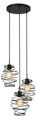 Produktbild von Pendelleuchte Pendellampe Metallspiralen 3xE27 60W Ø30cm Schwarz Briloner