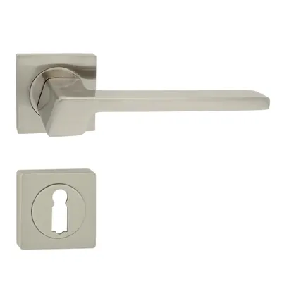 Produktbild von Domino Türgriff CANTORO-QR M9 Drückergarnitur BB-Buntbart Set quadratische Rosette Türklinke für Zimmertür Türbeschläge aus Aluminium Nickel
