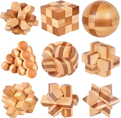Zdjęcie produktu dla Zestaw drewnianych puzzli, 9 elementów, logiczna gra logiczna, dla dzieci i dorosłych