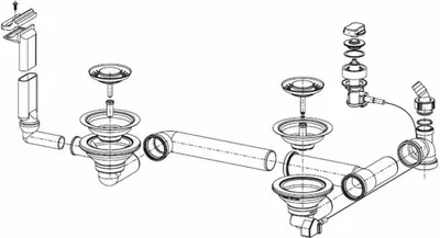 Produktbild von FRANKE Ab- und Überlaufgarnitur für Compact-Edelstahlspüle CP 654 / Franke / Euroform / Excenterventil / Ersatzteil / Ablaufgarnitur