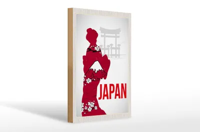 Produktbild von Holzschild Reise 20x30cm Japan Asien Traditionelle Kimono